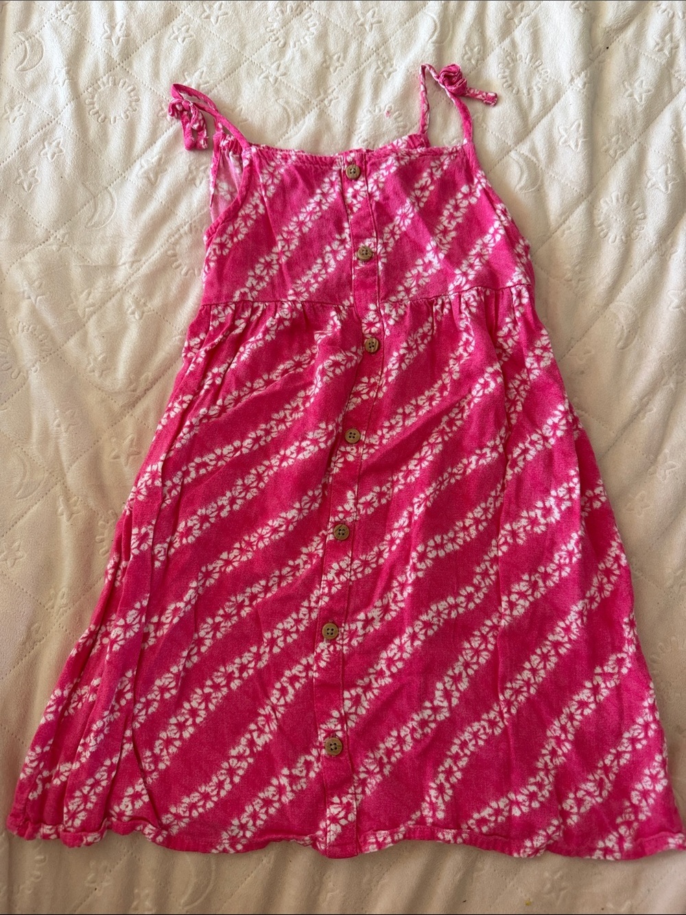 Pink Floral Tie-Strap Super soft Button-Front Sundress 4T